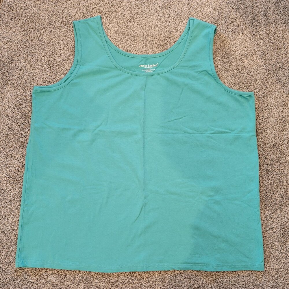 ***Jessica London Women's Green Shirt Tank Top Plus Size 2X Sleeveless ***